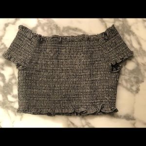 ecoté gingham off the shoulder top